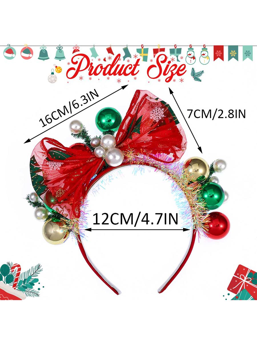 LED Headband with Red Bow and Colorful Balls