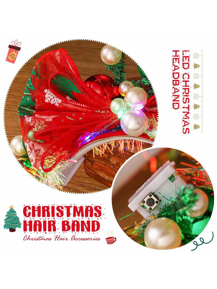 LED Headband with Red Bow and Colorful Balls