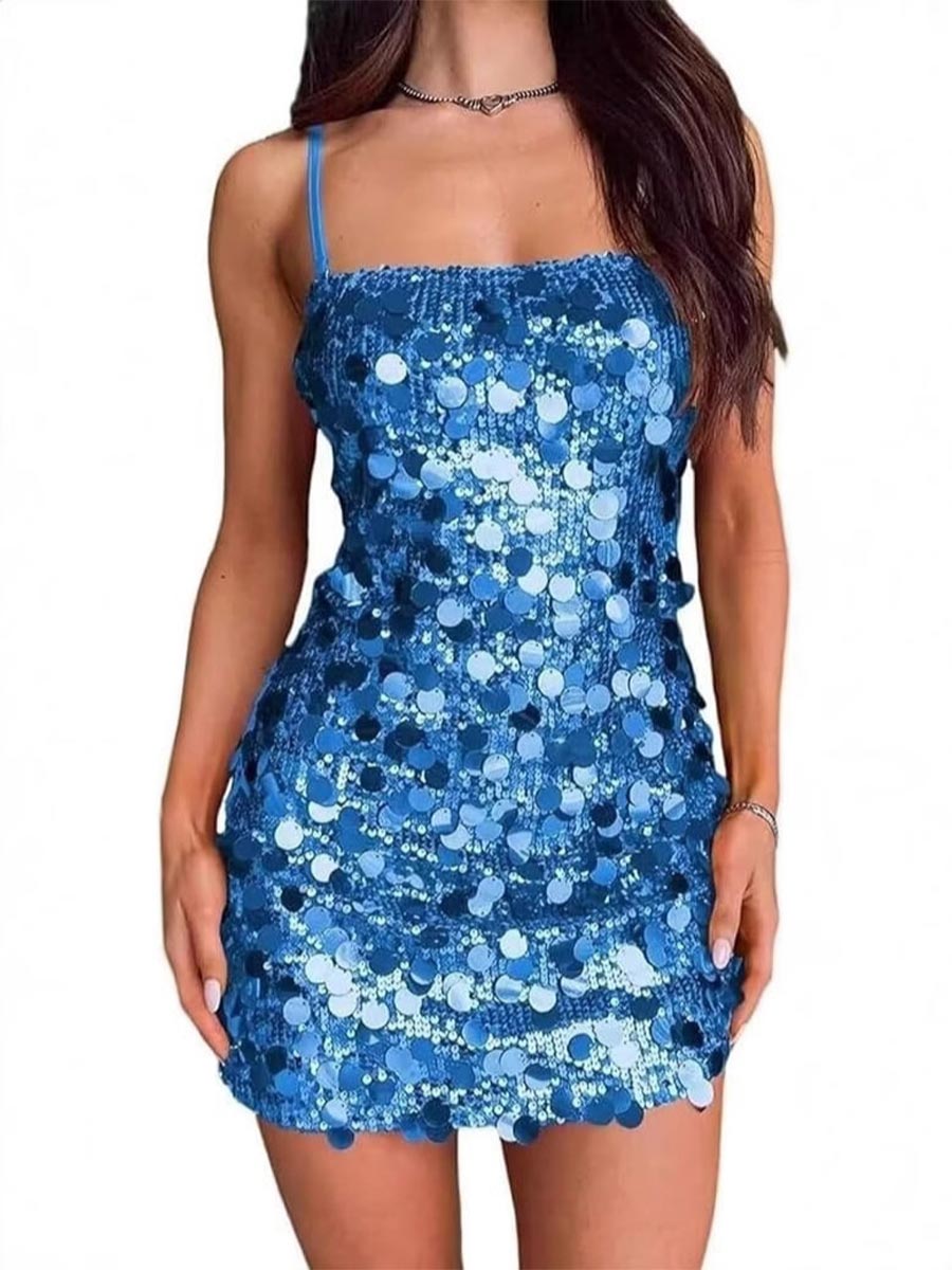 Sultry Hot Girl Sequin Dress - Backless Bodycon for Parties