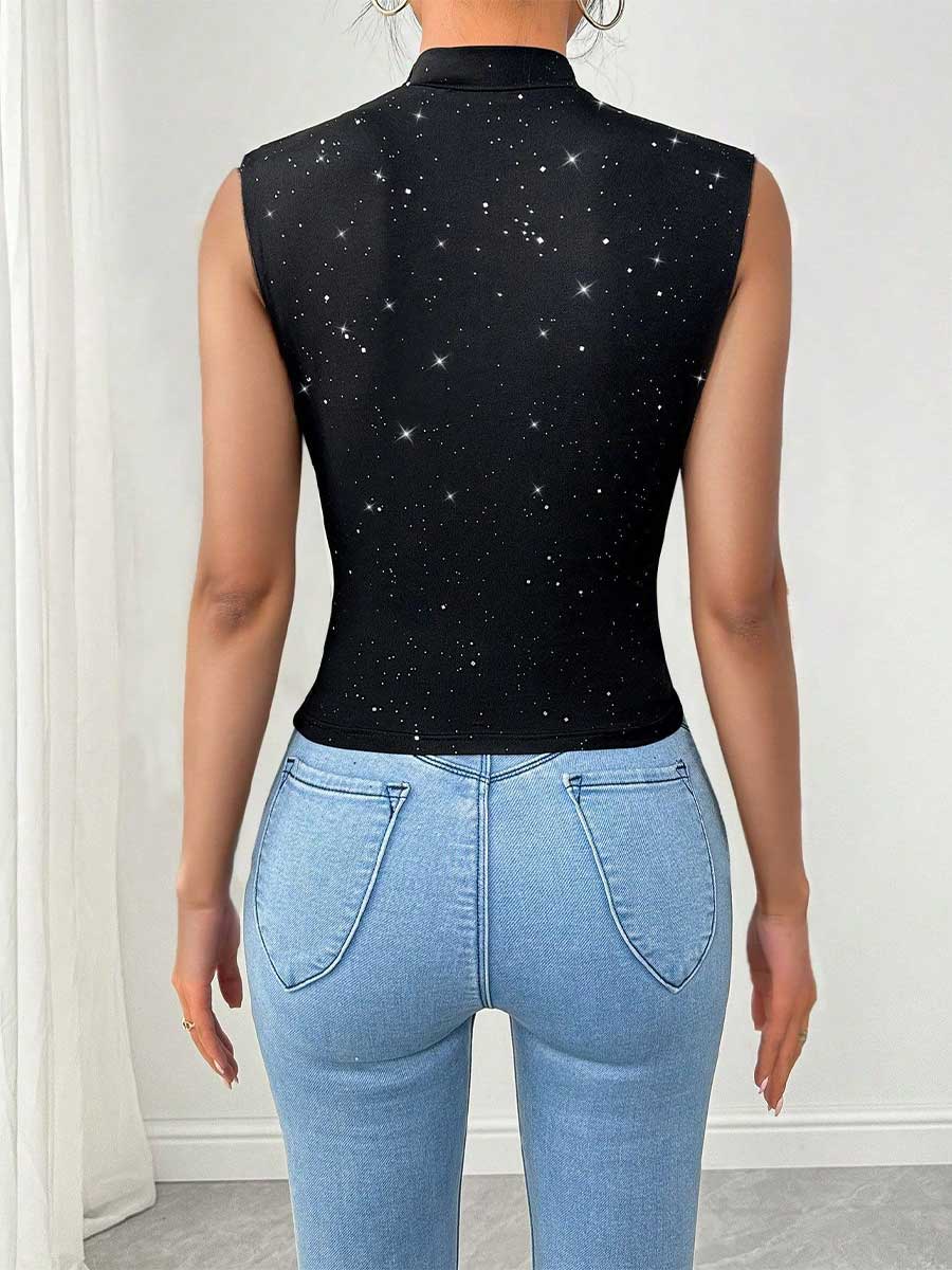 Women's Summer V-Neck Sequin Tank Top