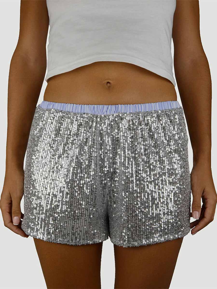 Summer Sequin Shirt and Slim Shorts Casual Set