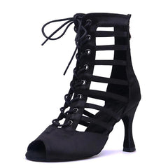 Women's Satin Customized Heels Dance Boots Salsa Dance Shoes