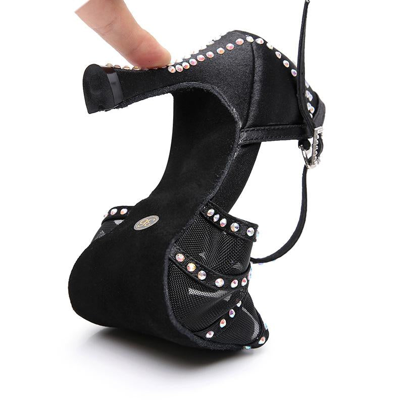 Women's Satin Customized Heel Ballroom Dance Shoes Latin Shoes