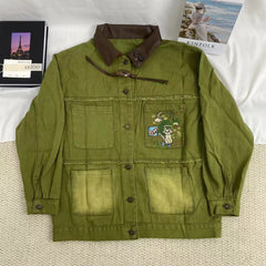 Embroidered Brushed Denim Jacket