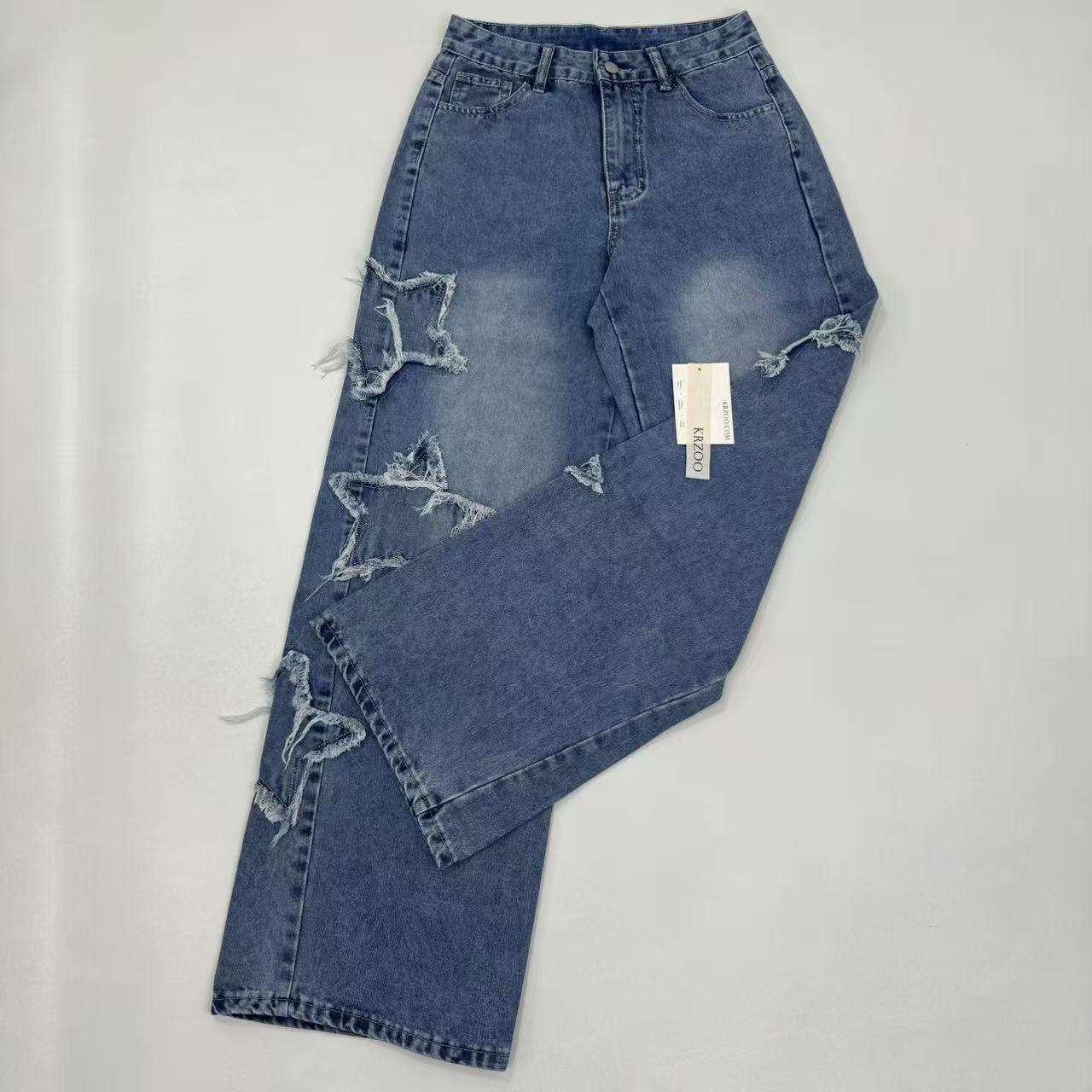 Star High-Waisted Loose Denim Pants
