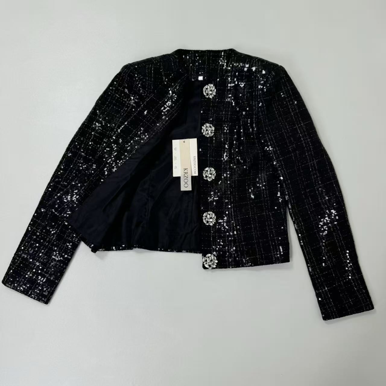 Heavyweight sequined and diamond-studded coat