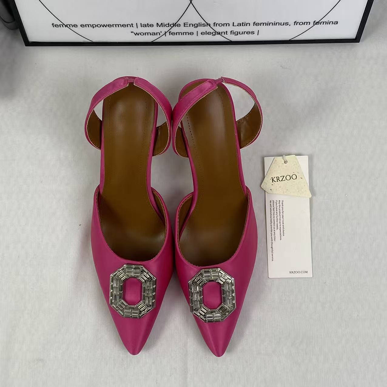 Waterdrop square buckle silk satin high heels