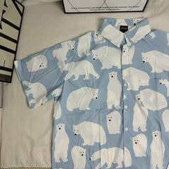 Short-Sleeved Shirt With All-Over Cartoon Print