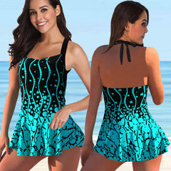 Women Plus Size Tankini Monokini Swimwear Female Two Pieces Bikini Set Swimsuits Bathing Suit Printed Beach Swimdress