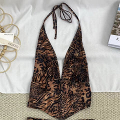 Halter-Neck Leopard Print Dress