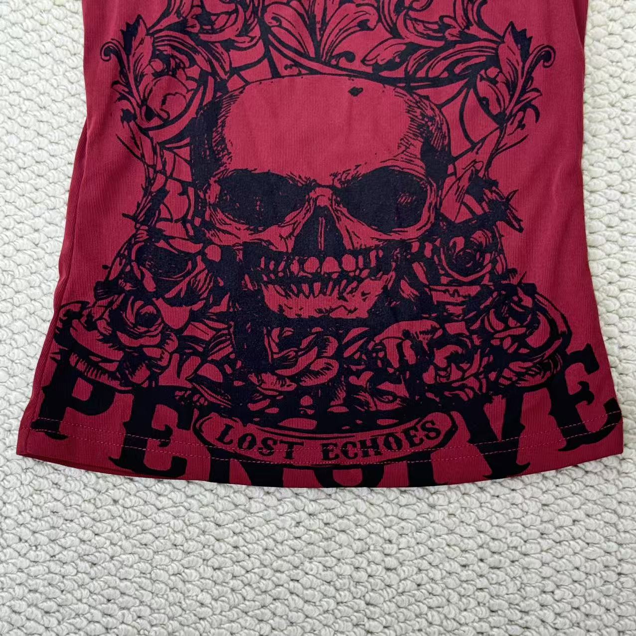 Y2K Skull Head Necklace T-Shirt