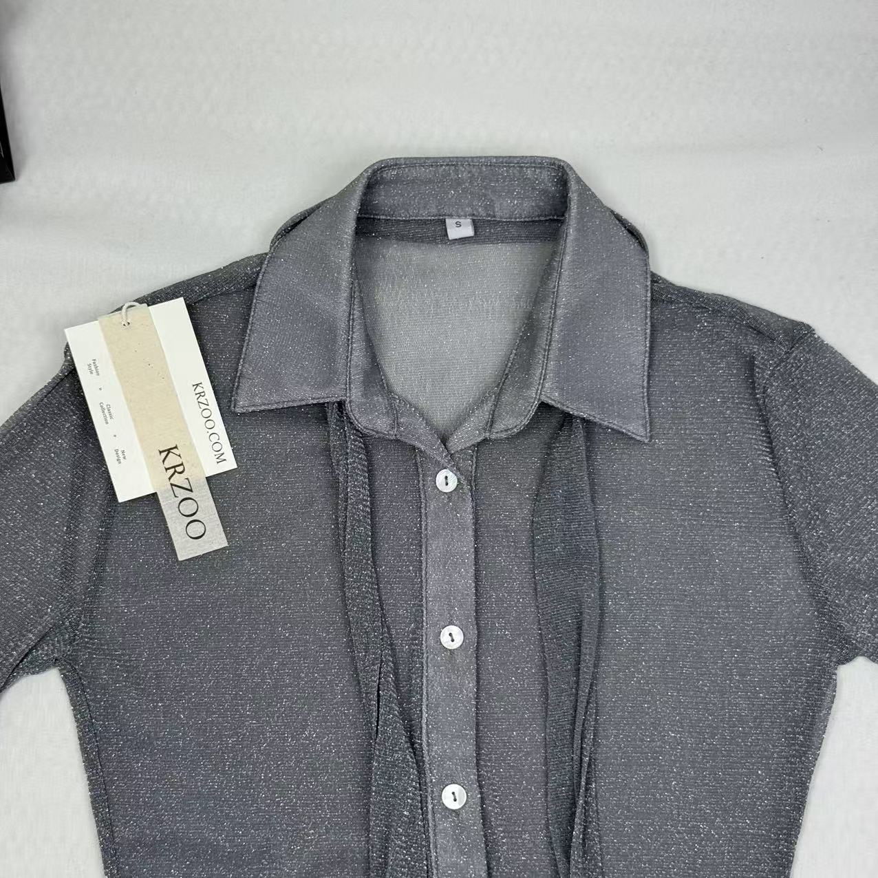 Fine mesh long-sleeved top