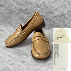 Brown thick-soled business shoes