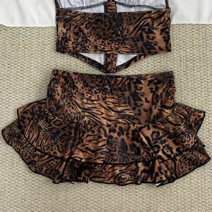 Halter-Neck Leopard Print Dress