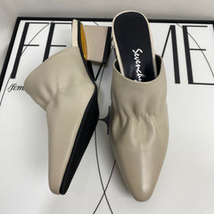 Soft Leather Closed-Toe Slippers