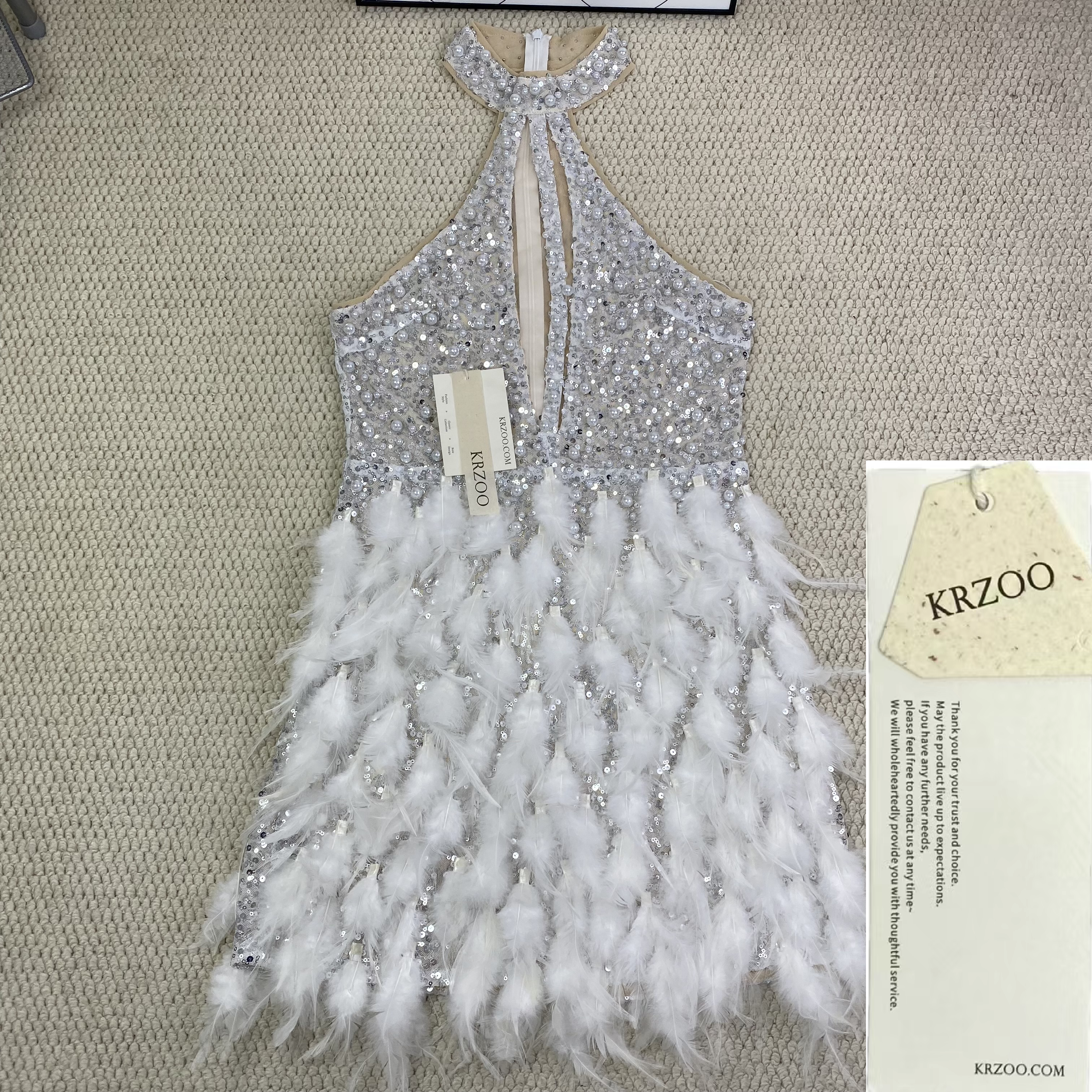 Pearl-feathered night dress