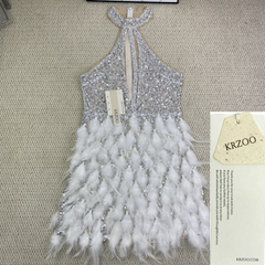 Pearl-feathered night dress