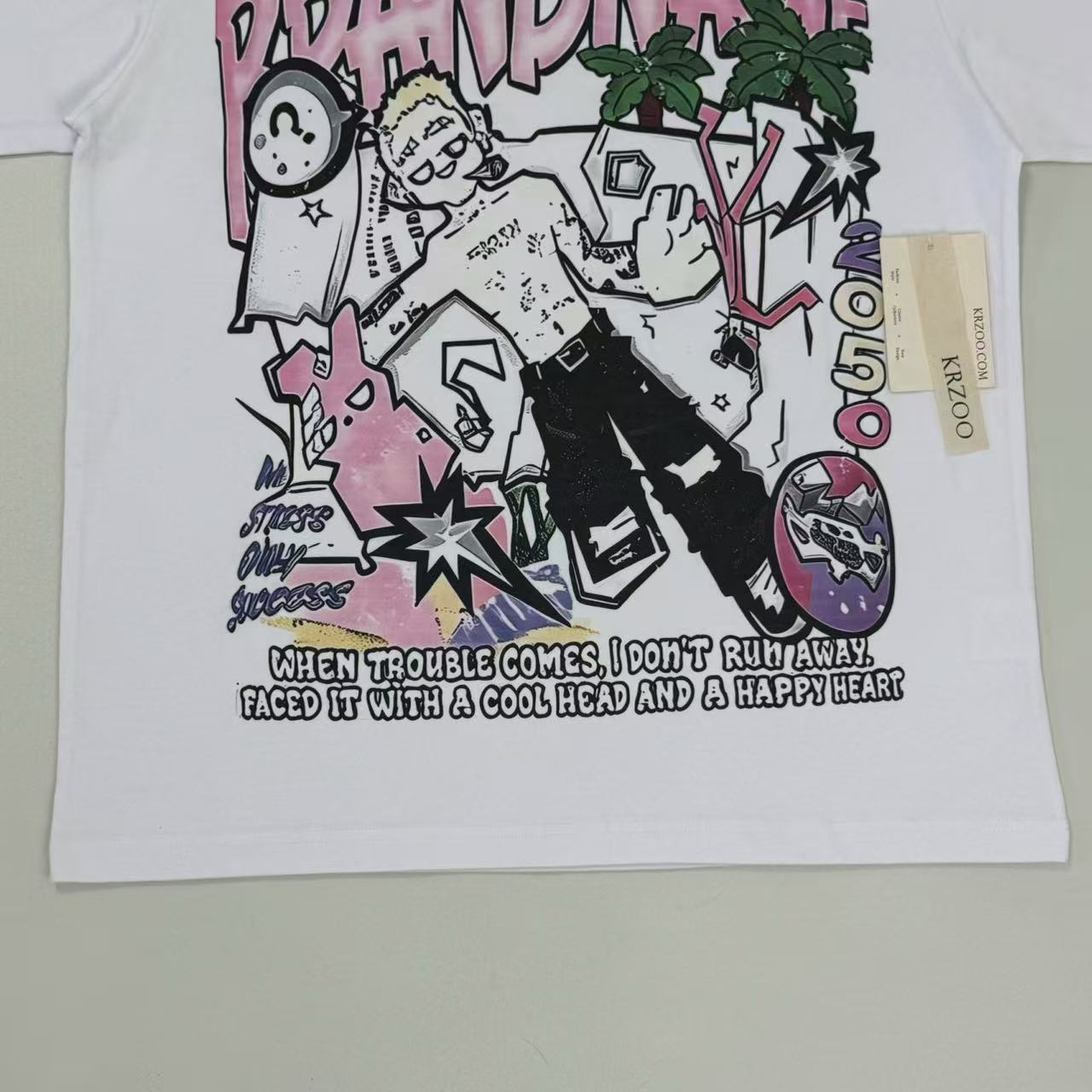 Printed loose-fitting pure cotton short-sleeved shirt