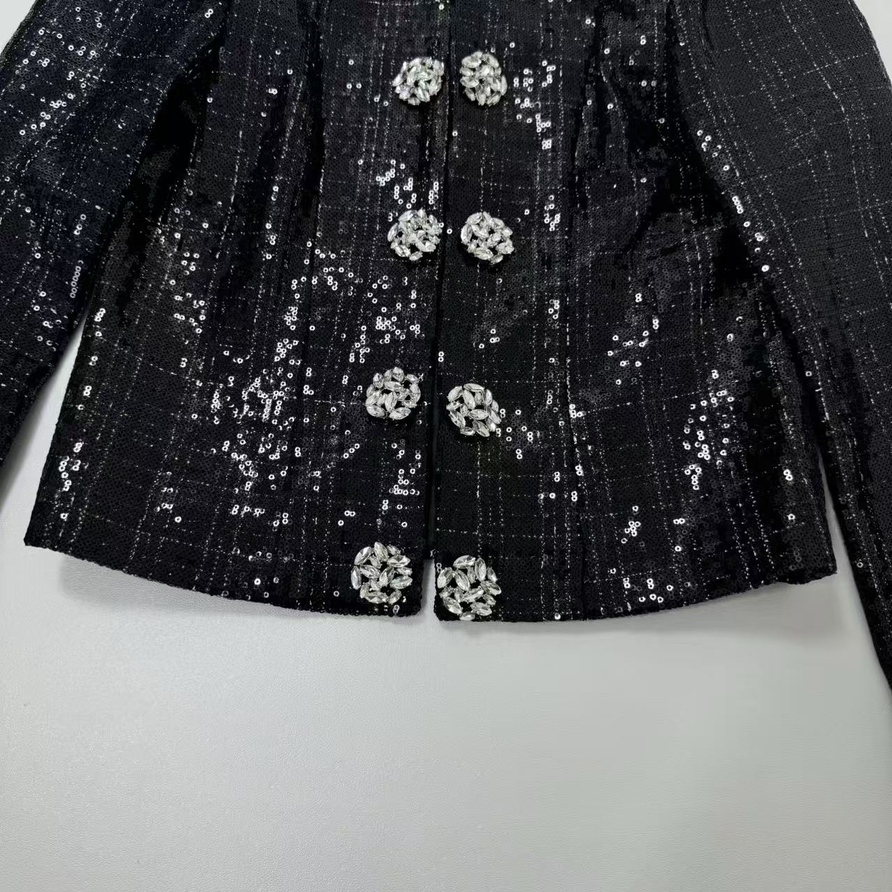 Heavyweight sequined and diamond-studded coat