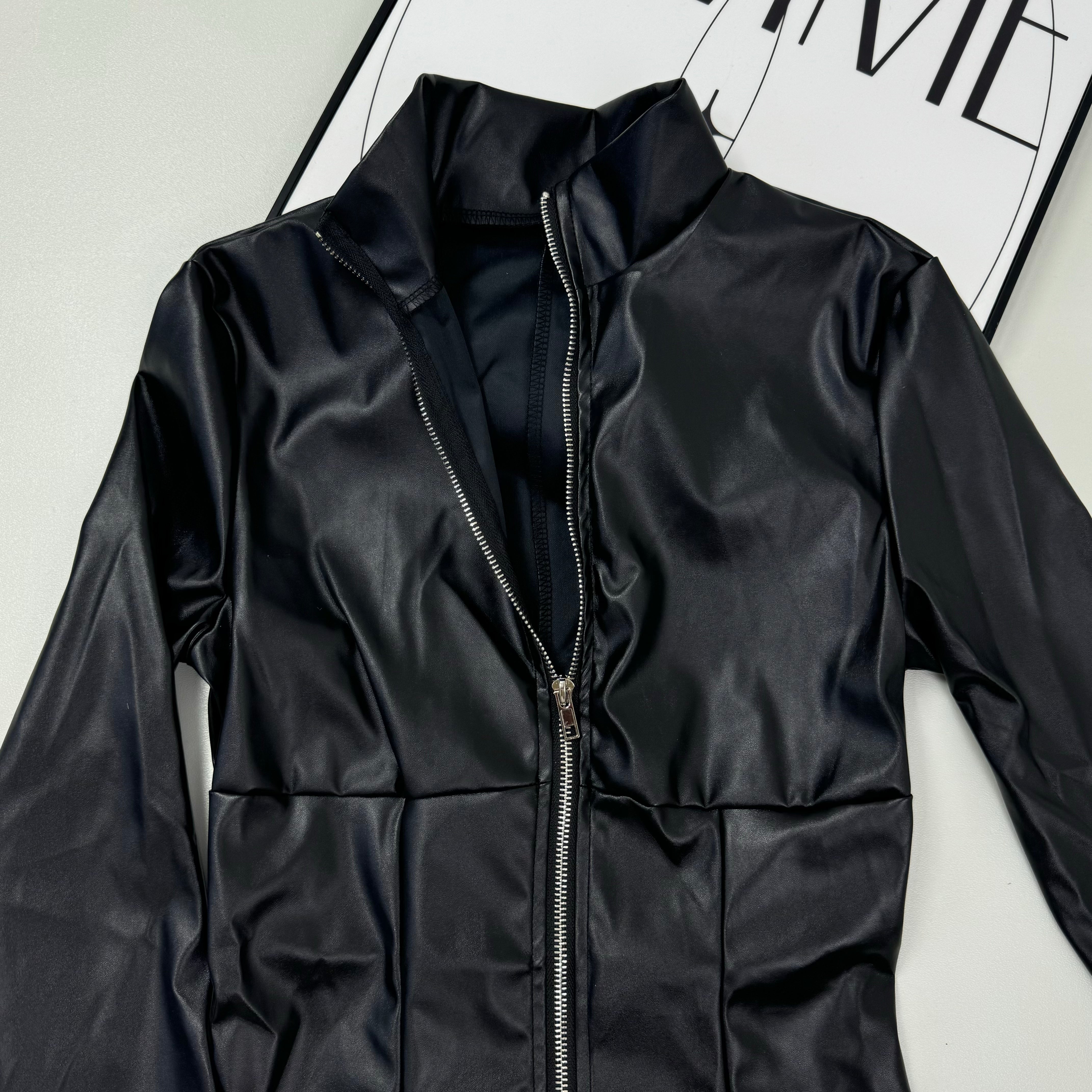 Zipper body-hugging one-piece pants
