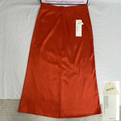 Half-length red A-line skirt