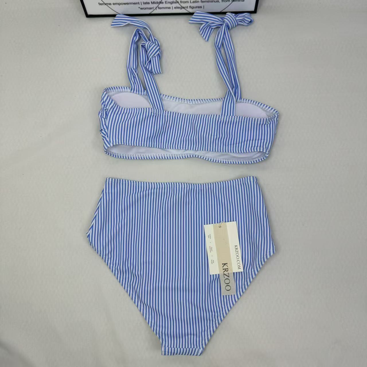 Two-piece striped high-waist swimming suit