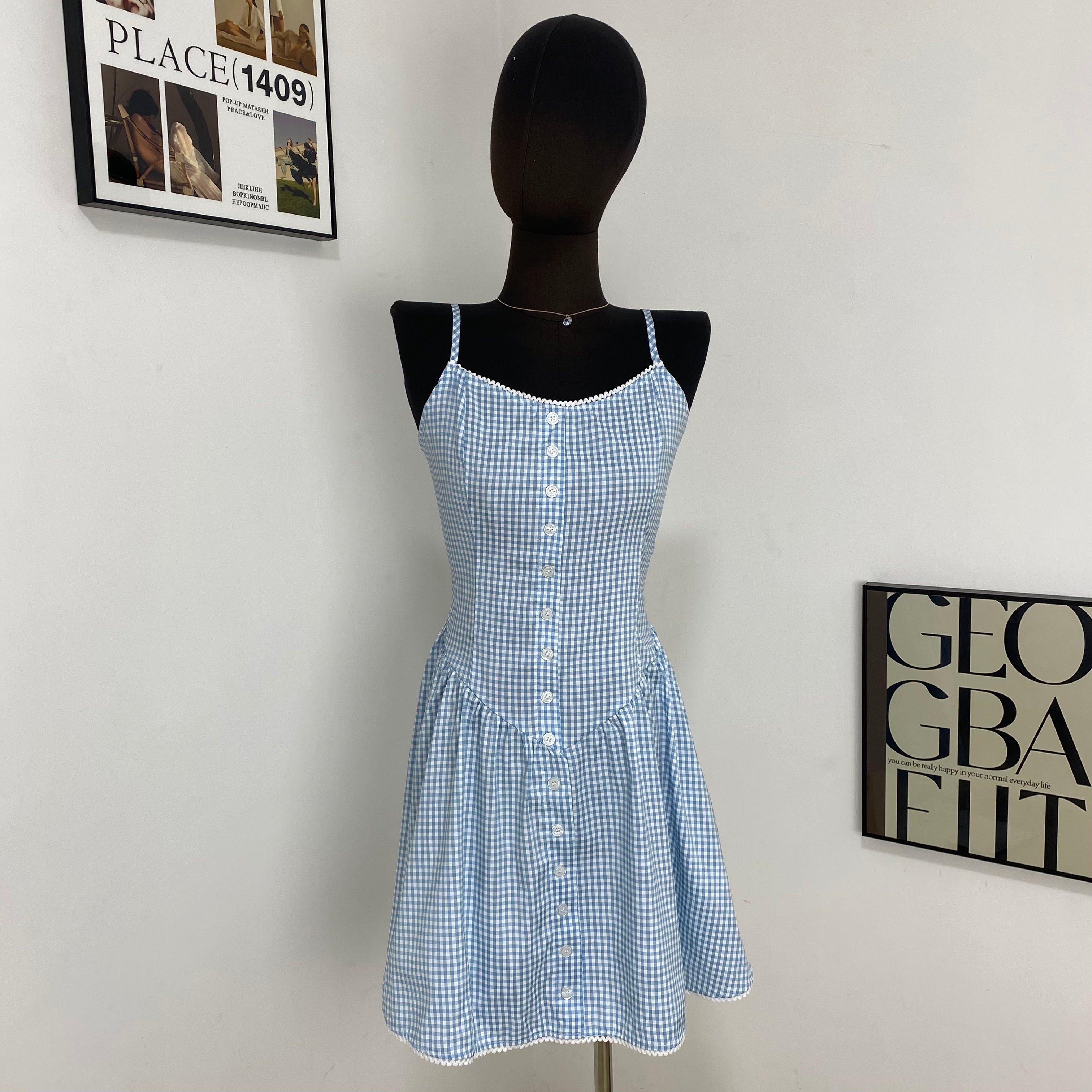 Sweet Plaid Yarn-Dyed Slip Dress