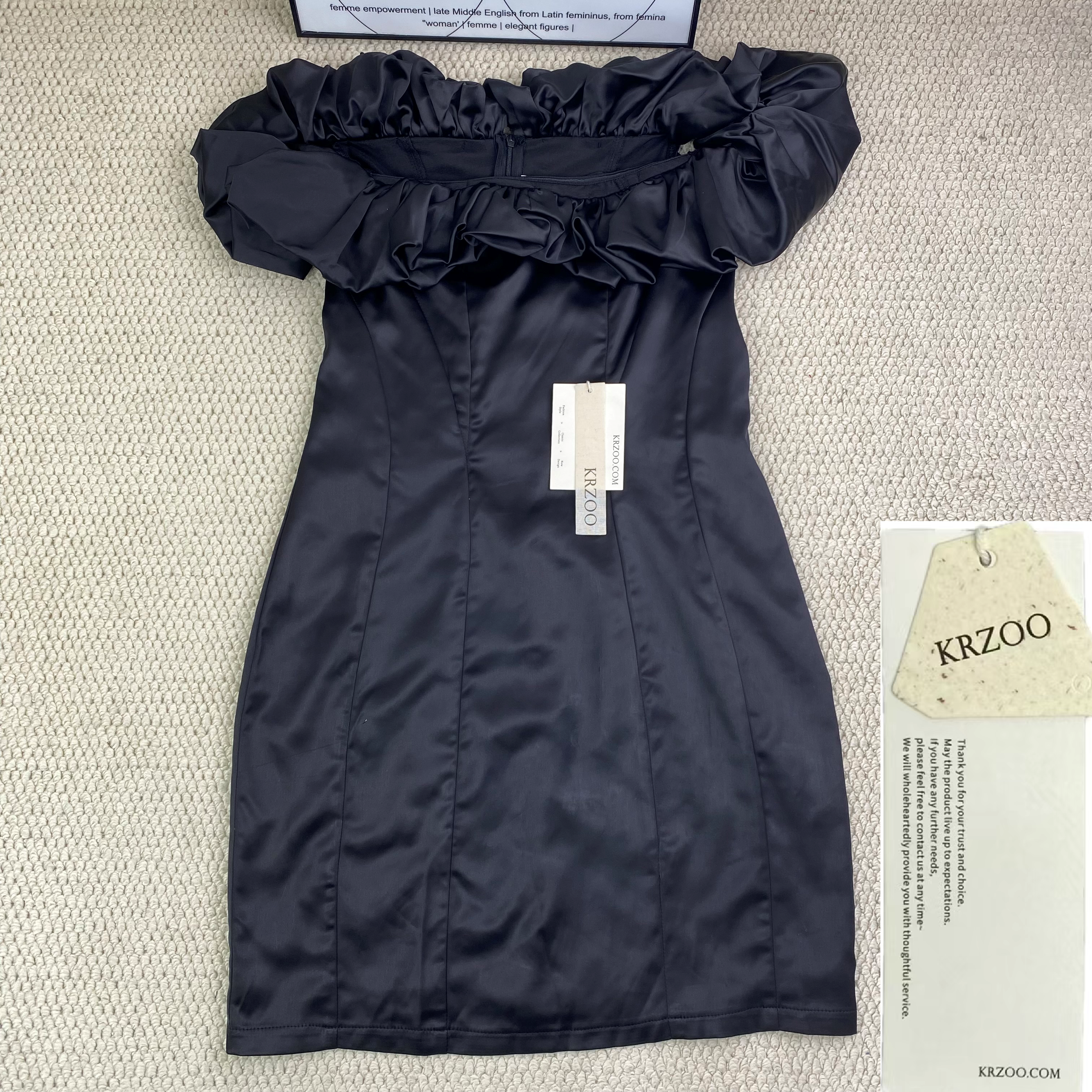 Ruffled-edge, off-the-shoulder dress