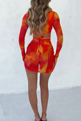 Jumpsuit Bolero Shrug Wrap Tie Mini Skirt Playsuit 3 Piece Co Ord Set   Orange