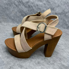 Fish-mouth ankle strap buckle platform shoes