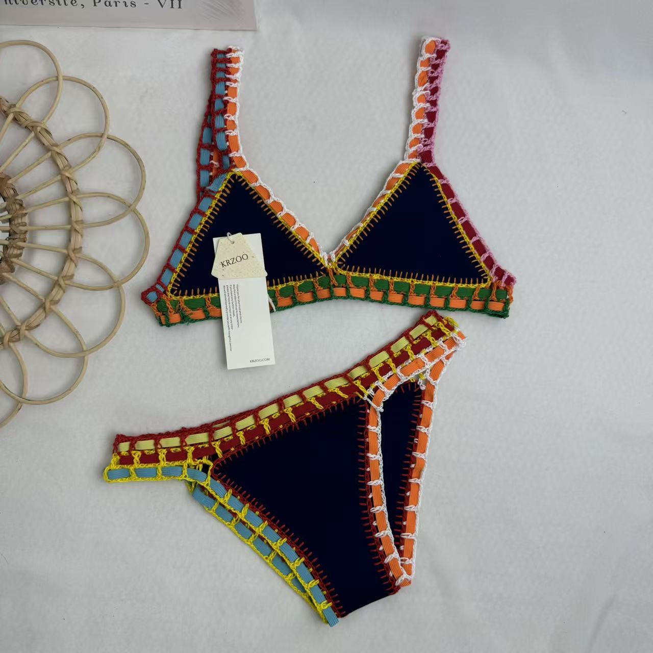 Two-Piece Colorful Bikini With Contrast Trim