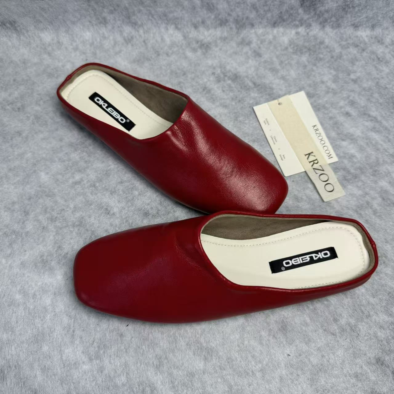 Soft leather-covered head slippers with half-soles