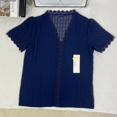 Loose V-neck pullover short-sleeved top