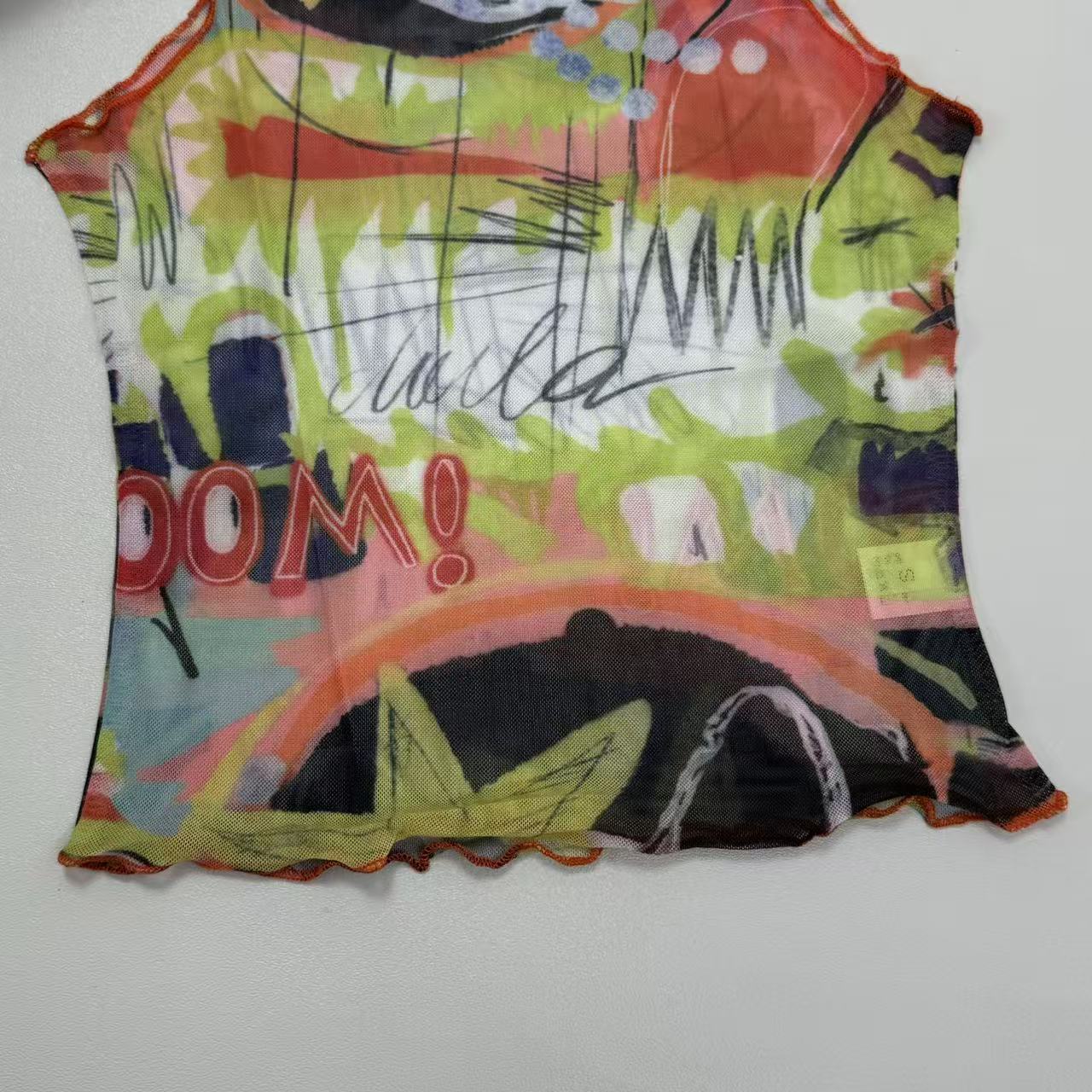 Sleeveless printed earthenware blazer