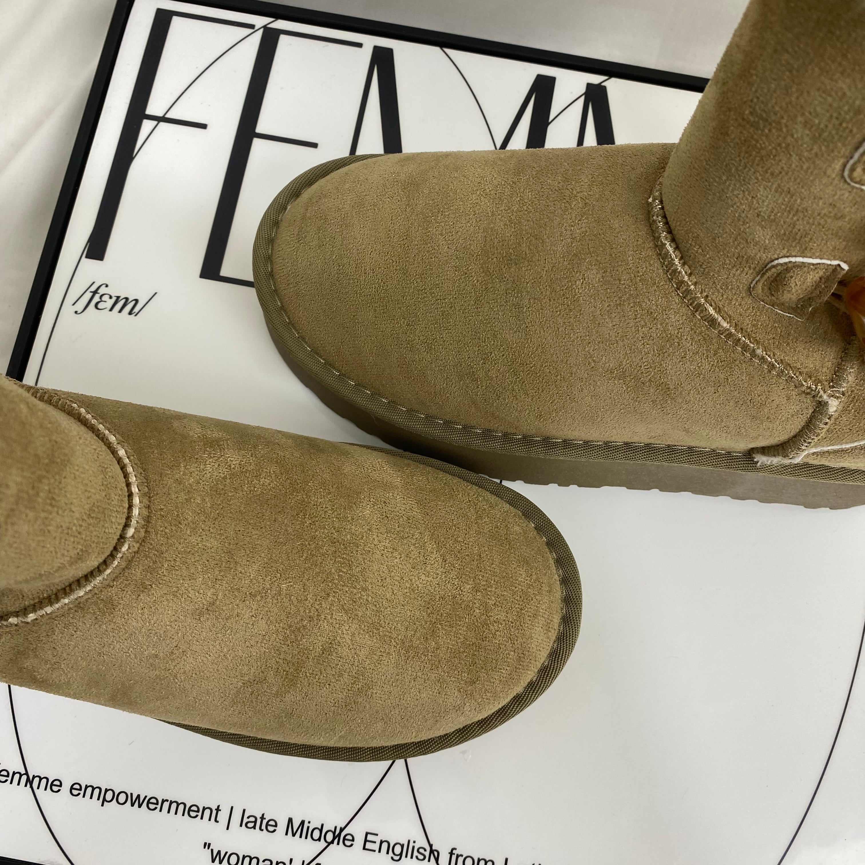 Shearling Horn-Buckled Snow Boots