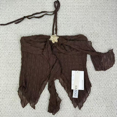 Irregular leaf-shaped sleeveless top with straps