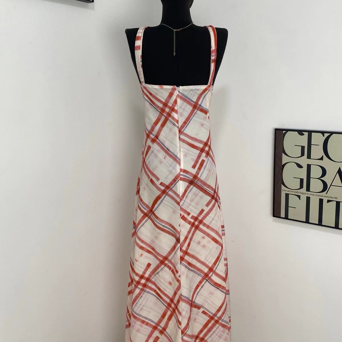Retro Plaid Suspender Dress