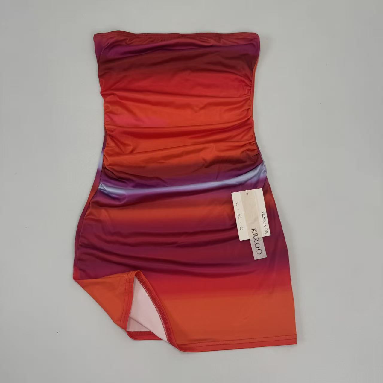 Rainbow Off-the-Shoulder Ruffled A-line Dress