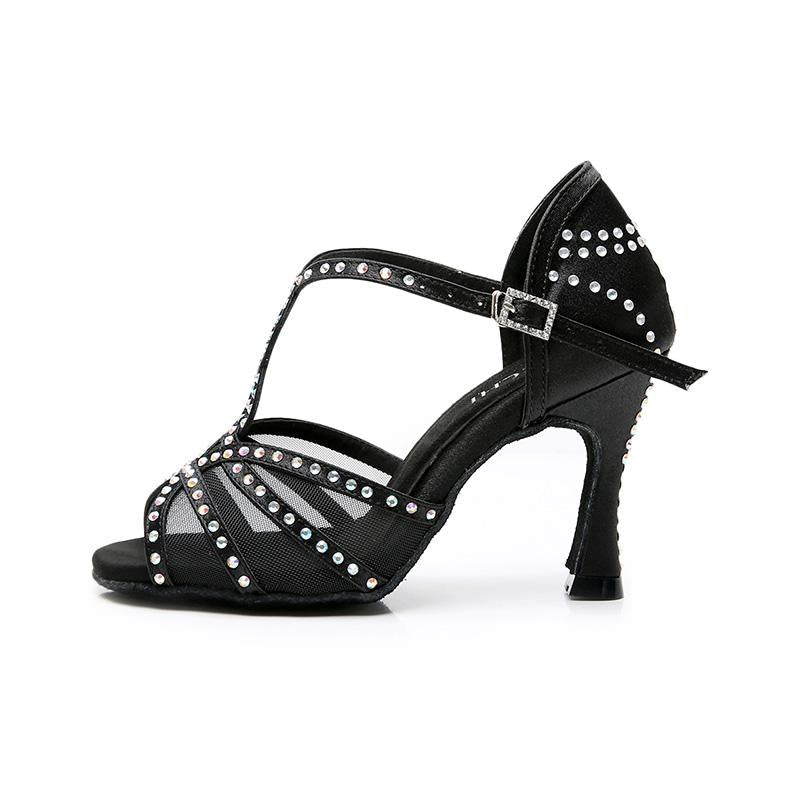 Women's Satin Customized Heel Ballroom Dance Shoes Latin Shoes