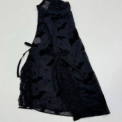 Backless dark bat print nightgown