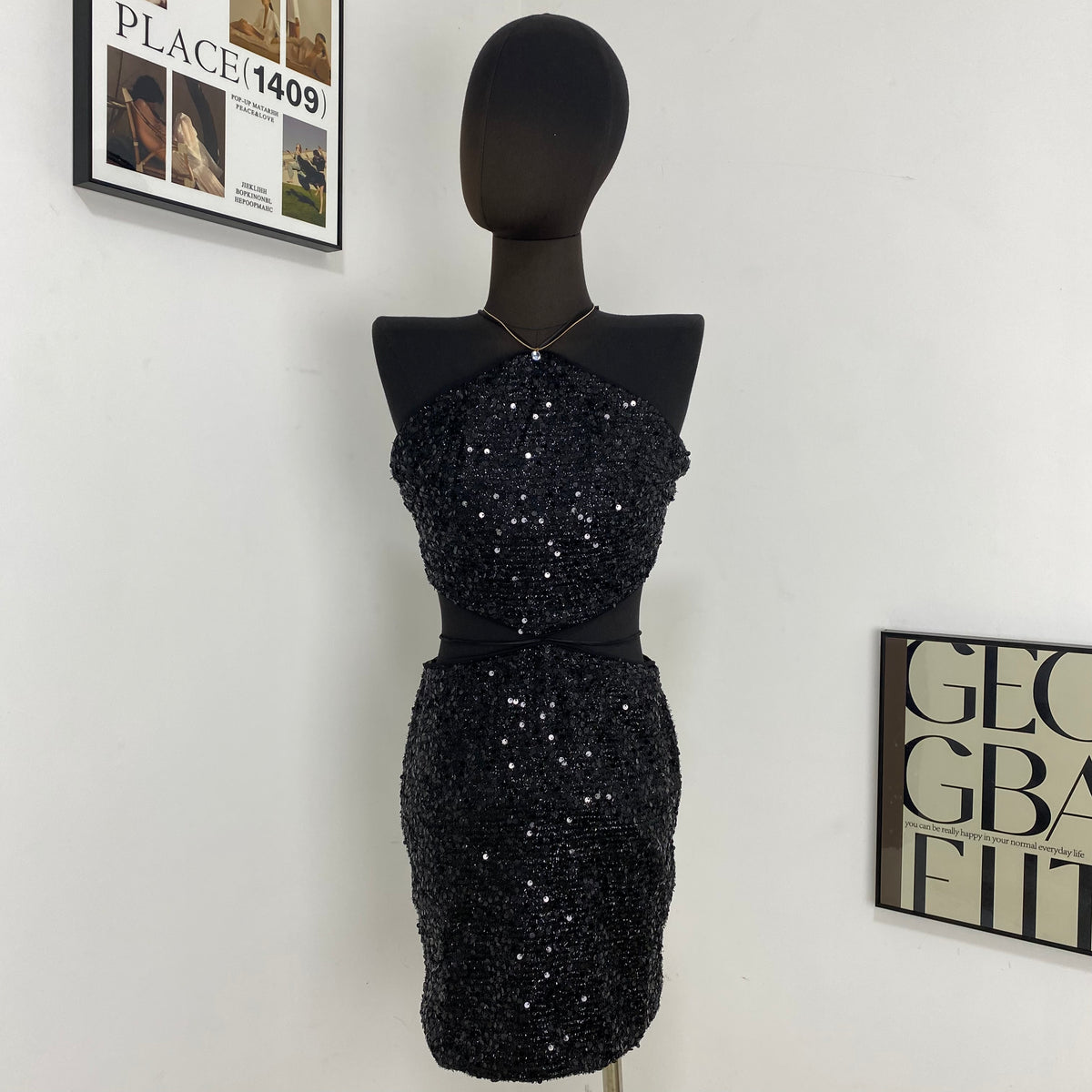 Backless Sequined Dress