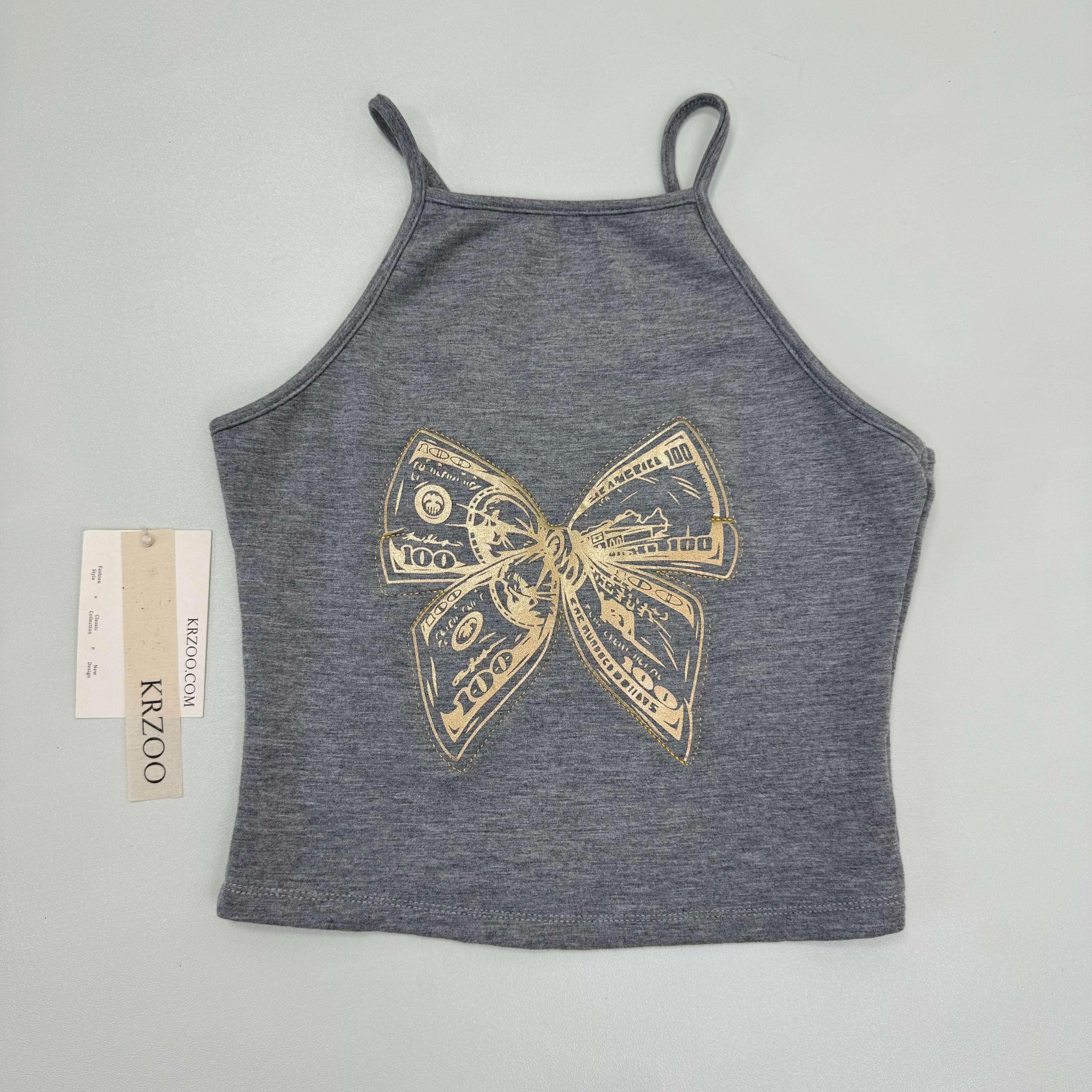 Embroidered printed undershirt with straps