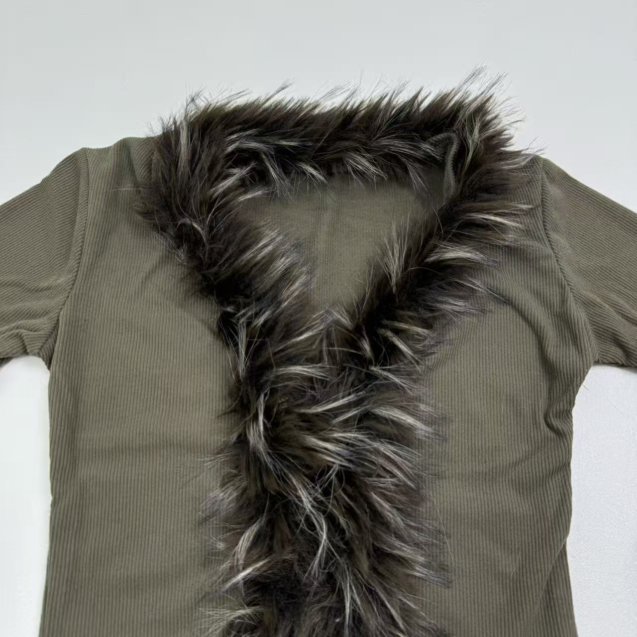 Net fabric fringed long-sleeved outer shirt top