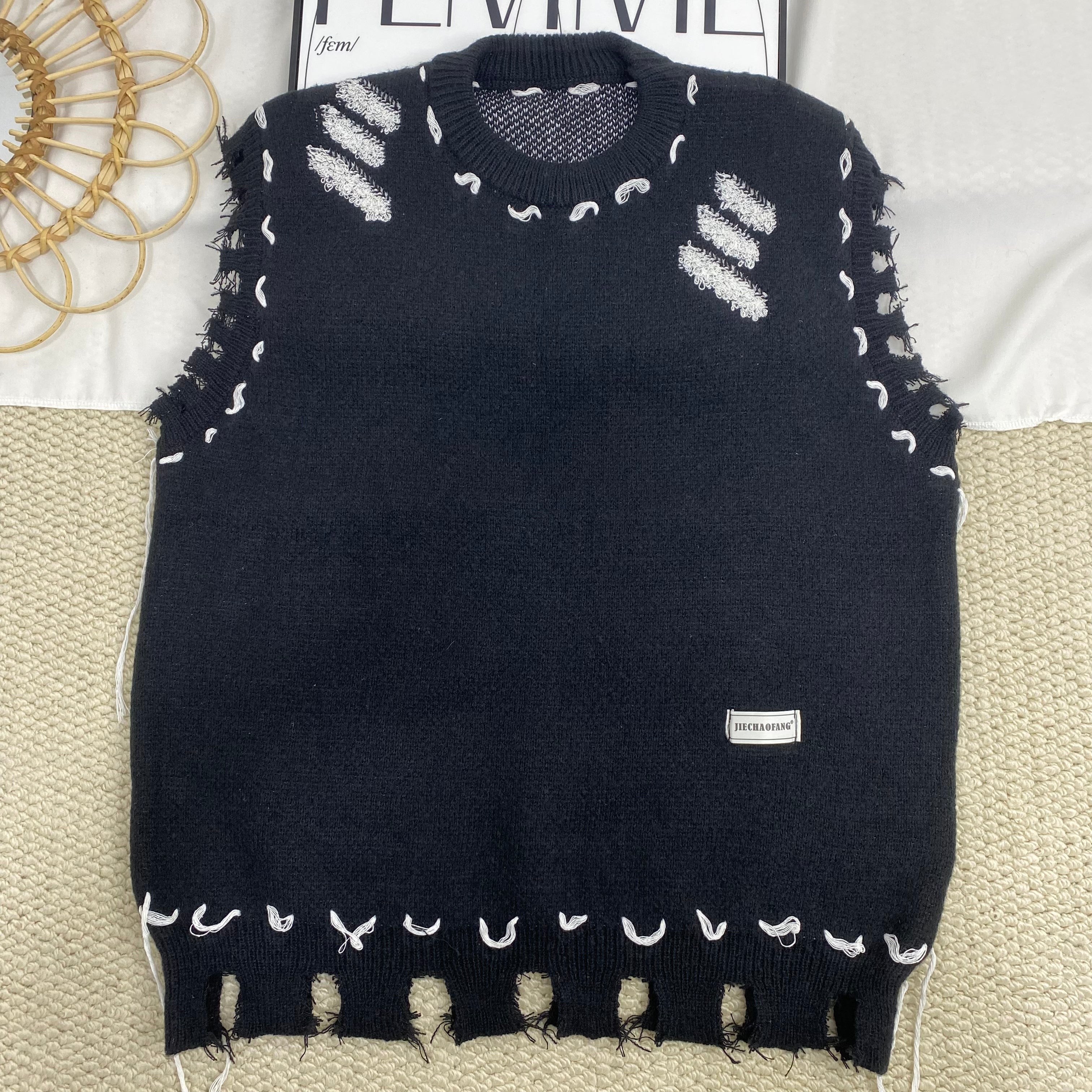 High Street Destroyed Vest Sweater