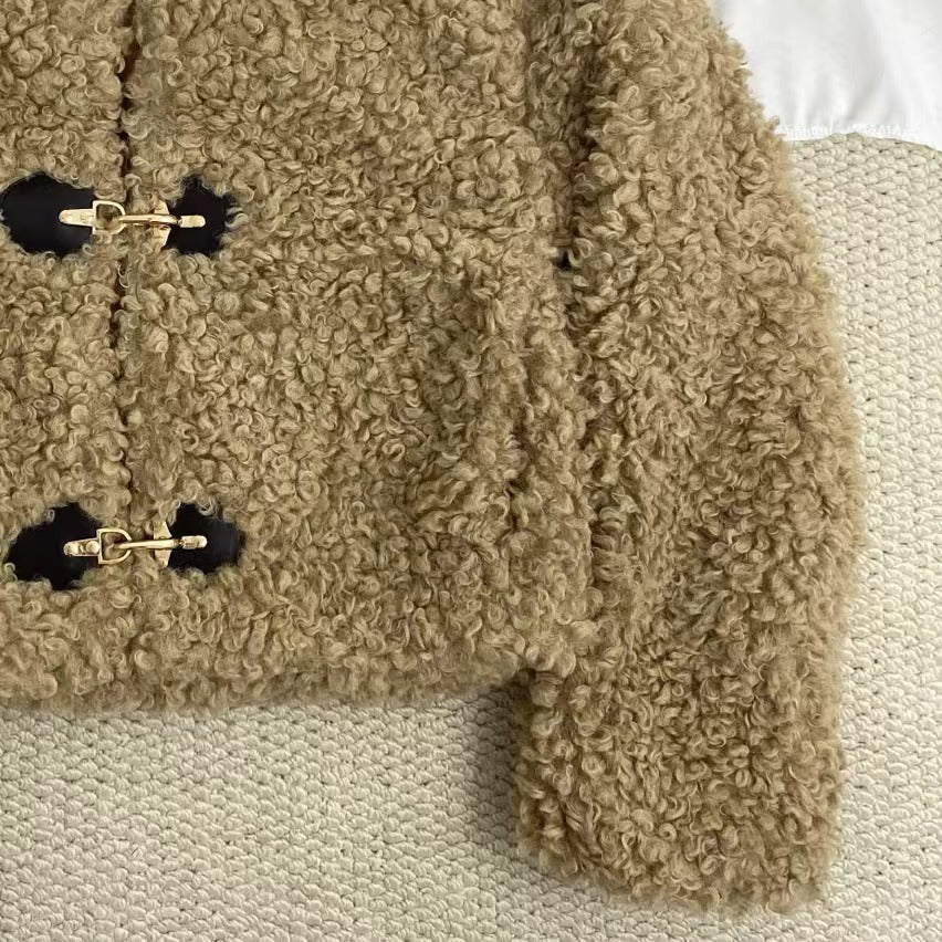 Street-Style Drawstring Fleece Jacket