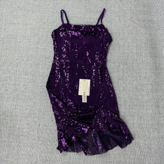 Draped sequin back-crossing strap dress