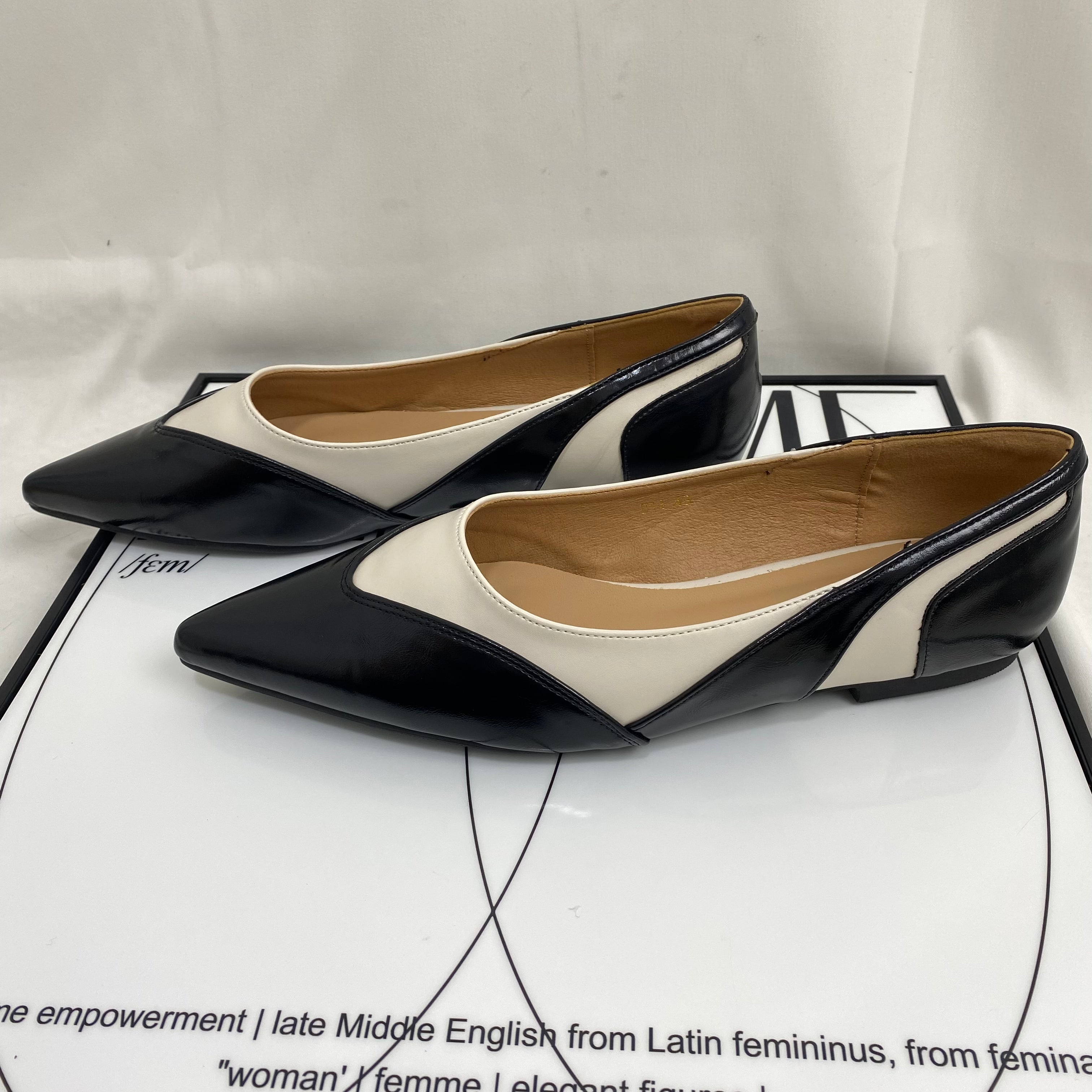 Two-Tone Pointed-Toe Low Heels