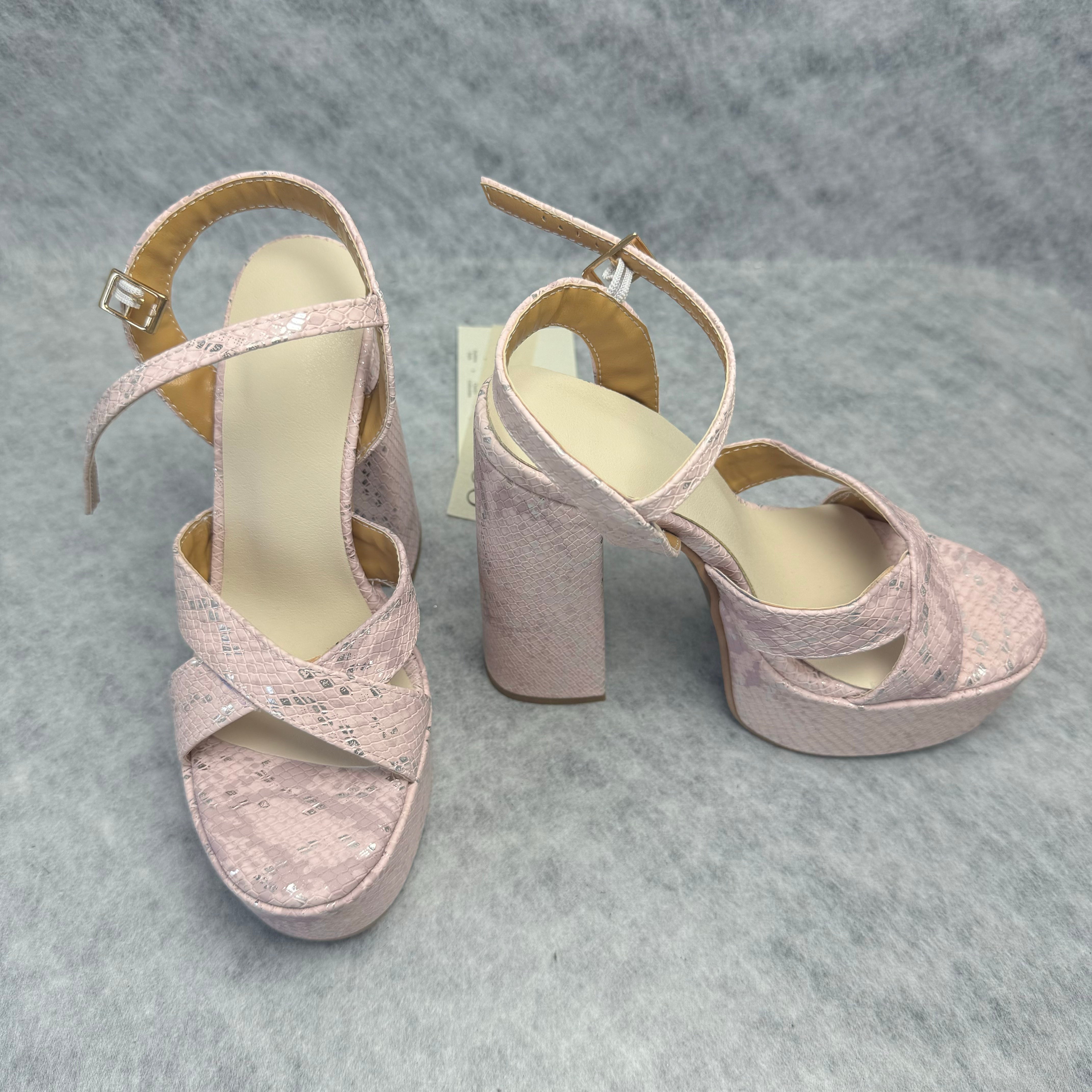 Waterproof platform snake-pattern high heel