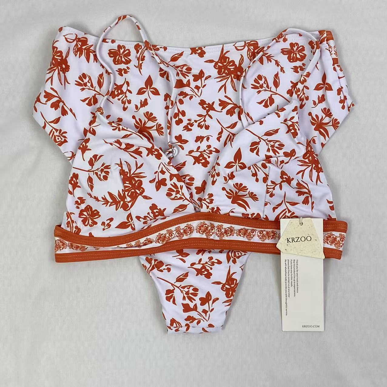 National pattern V-neck swimming suit