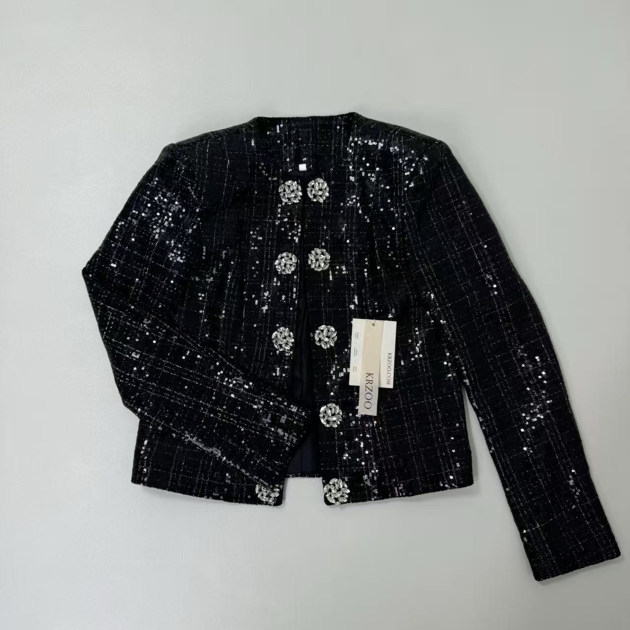 Heavyweight sequined and diamond-studded coat